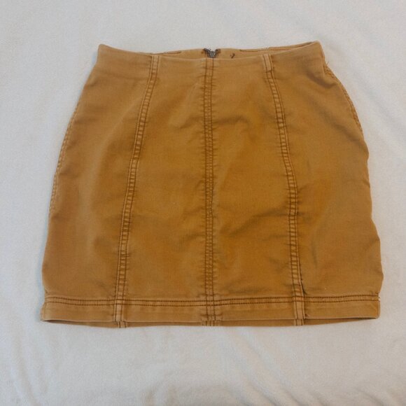 Free People Denim Mini Skirt - Khaki "Modern Femme" - Picture 2 of 4